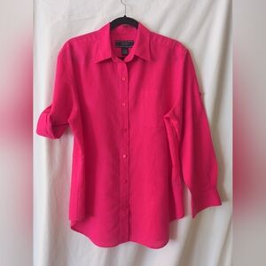 Jones New York Women's Bright Pink Button-Up Shirt